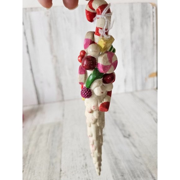 Vintage candy icicle candy cane ornament Xmas decor - Picture 5 of 9